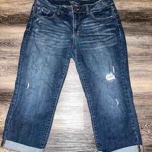 Women’s Time and Tru Blue Jean Capris Size 14 EUC Distressed Cuffed